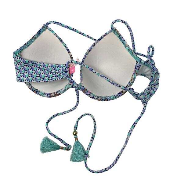 Victorias Secret The Fabulous Padded Swimsuit Bikini Top Sz 34B Paisley Print - Picture 3 of 5